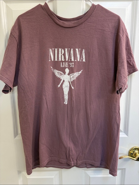 NIRVANA Other - NIRVANA Mauve Short-Sleeve Graphic Tee with White Print